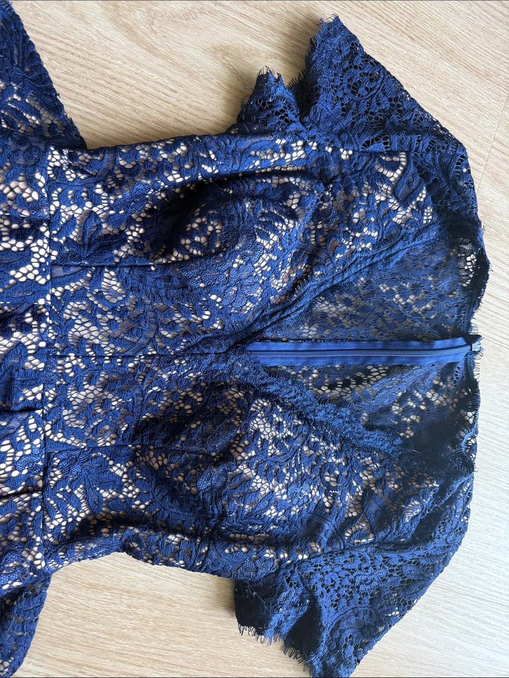 Aqua Navy Lace Fit-and-Flare Dress - Picture 6 of 6